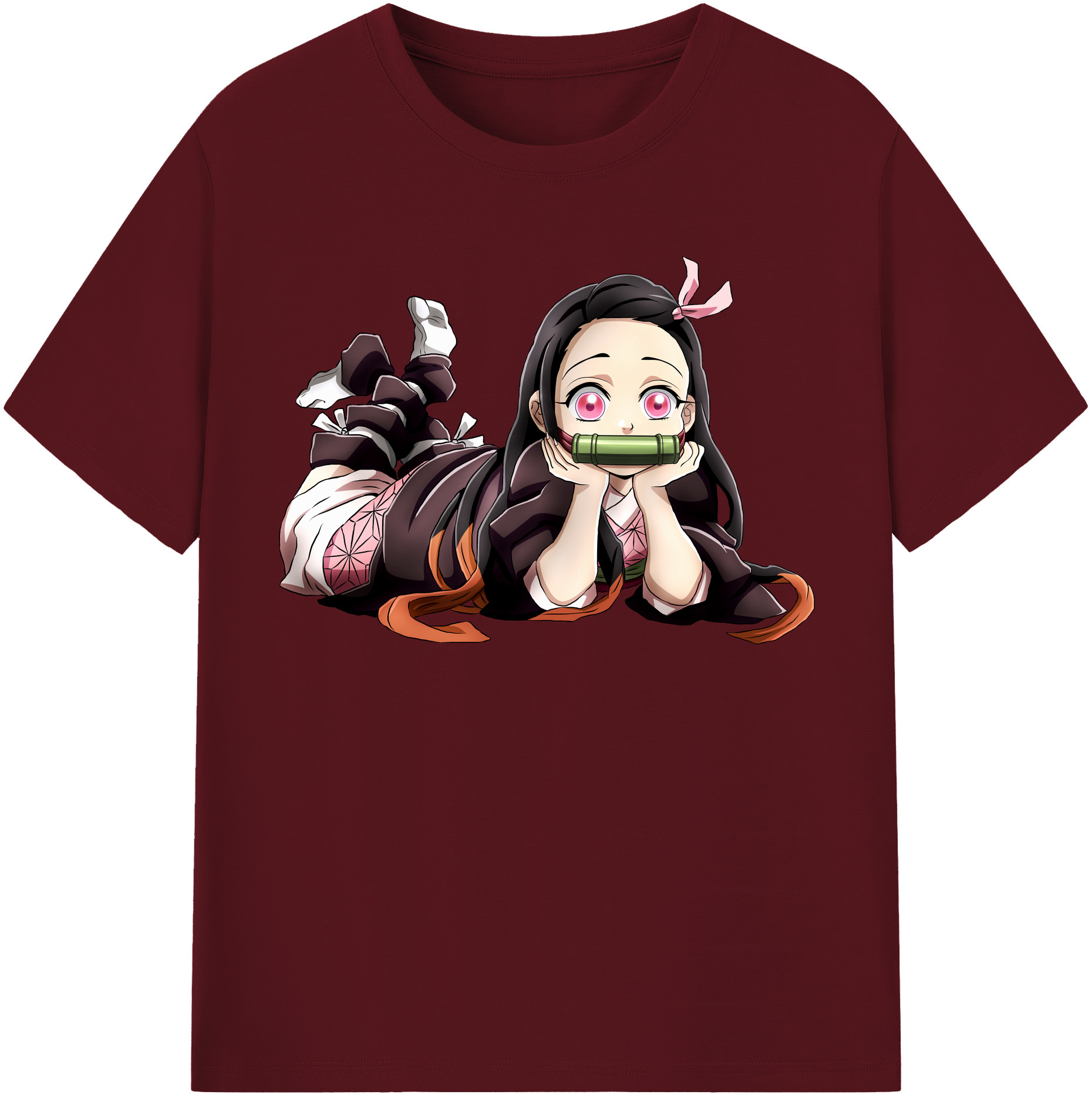 （画像用） 鬼滅の刃（きめつのやいば）竈門 禰󠄀豆子／かまど ねずこ Kamado Nezuko 綿100％半袖Tシャツ（フロントプリント）